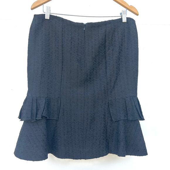 Carolina Herrera New York Tweed Boucle Black Designer Knee Length Skirt 12 - Picture 4 of 9